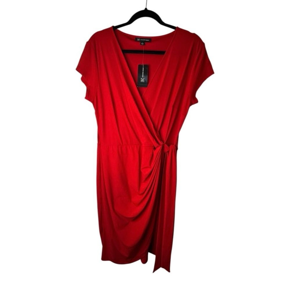 INC Red Faux-Wrap Midi Dress – Size Large, NWT - Picture 4 of 11